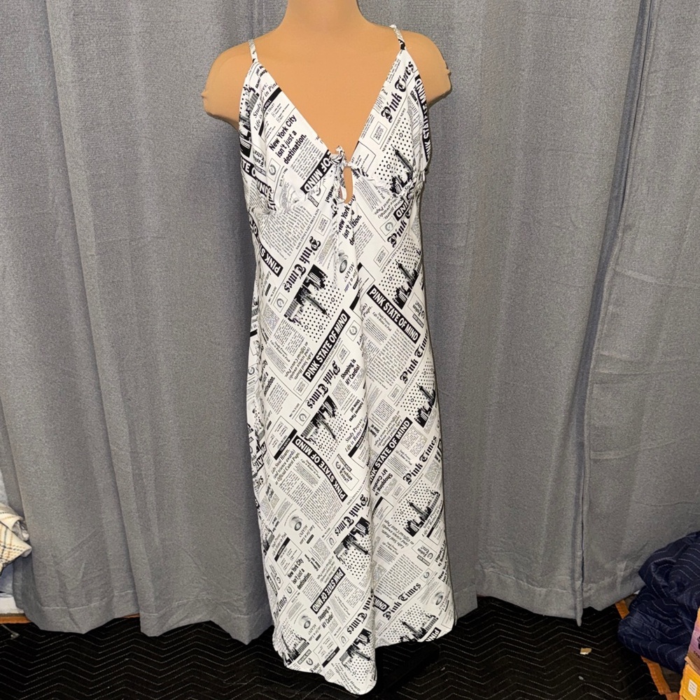 Victoria’s Secret Black & White Newspaper Print Slip Dress